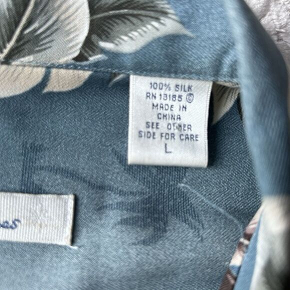 Burma Bibas 100% Silk Hawaiian Aloha Shirt Men’s Sz Lg Tropical Floral Palm Shir - Picture 9 of 14